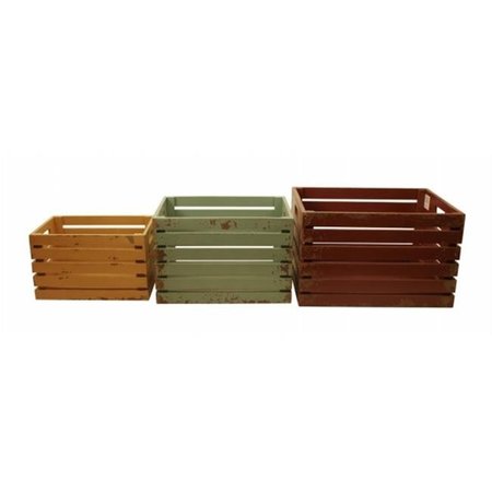 WALD Wald FL5011 Set Of 3 Distressed Wood Crates FL5011